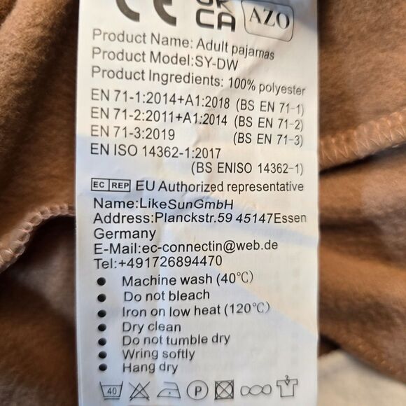 SimZoo adult unisex animal brown white pink tail large - Picture 6 of 6